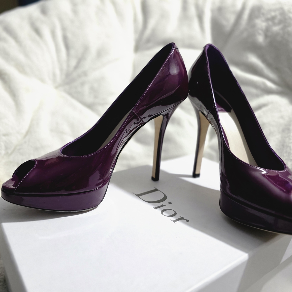 Dior Women's Purple Peep-Toe Heels